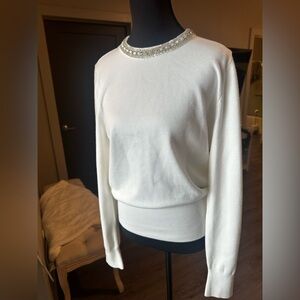 NWOT Stunning Sugarlips Rhinestone Crystal Silver Embellished Collar size M